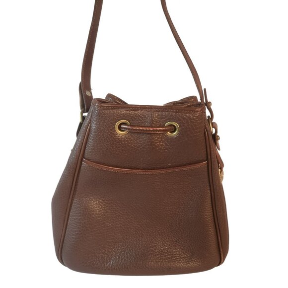 Dooney & Bourke Vintage Brown Leather Drawstring Shoulder Crossbody Bag EUC - Picture 10 of 15